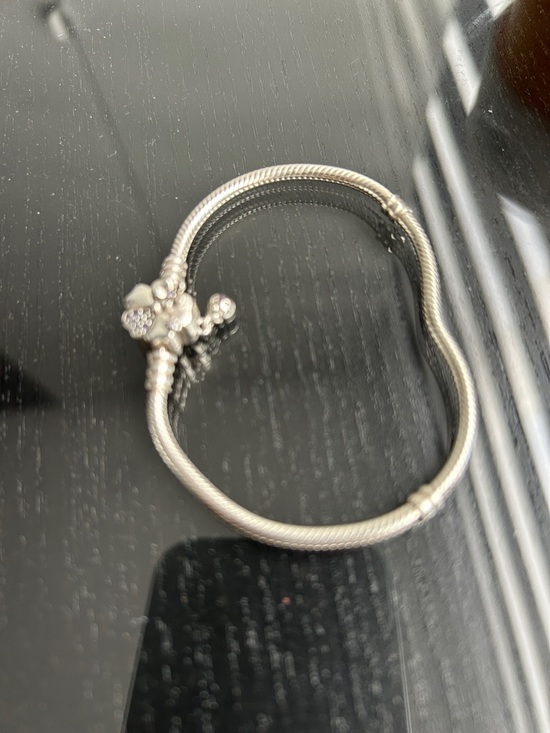Pandora Jewelry - Pandora Silver Snake Chain Bracelet with Flower Charm - Silver